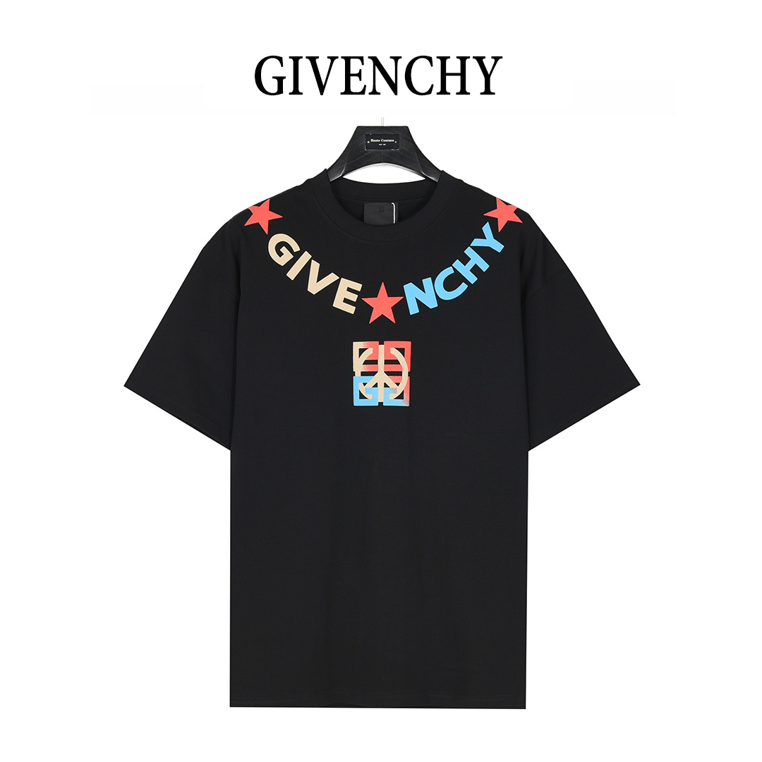 Givenchy/纪梵希 25ss 领口logo字母发泡印花项链短袖T恤