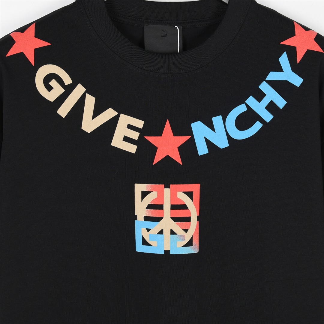 Givenchy/纪梵希 25ss 领口logo字母发泡印花项链短袖T恤
