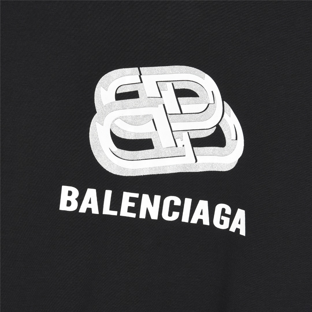 Balenciaga/巴黎世家 25ss 锁扣烫银压字母压胶短袖T恤