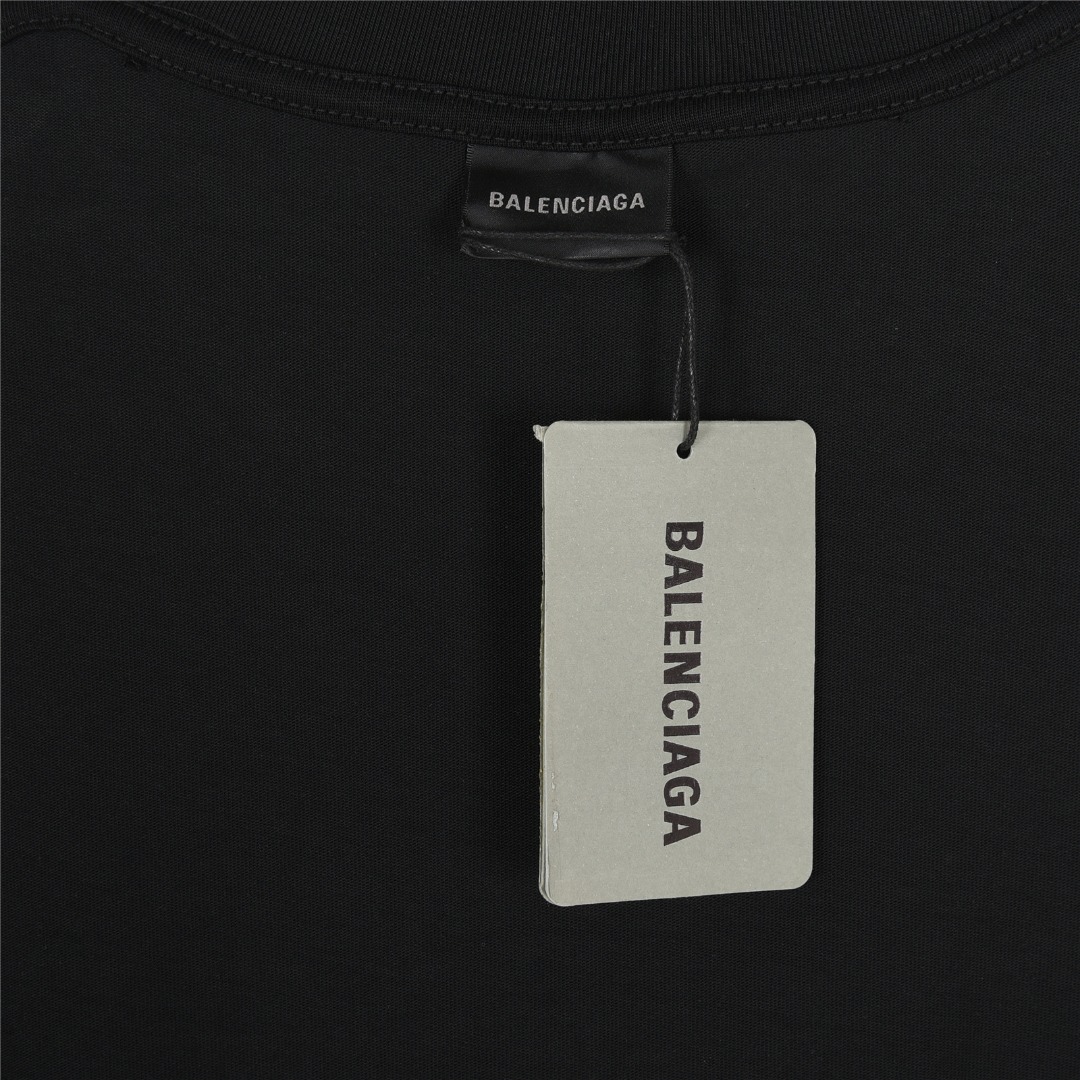 Balenciaga/巴黎世家 25ss 暗纹锁扣字母刺绣短袖T恤