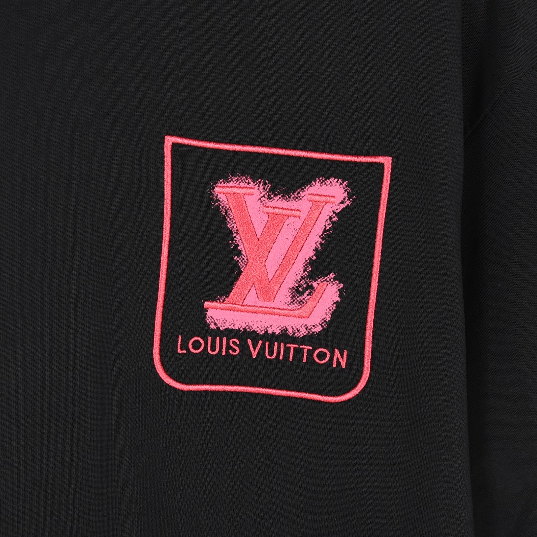 Louis Vuitton/路易威登 25ss 粉色泼墨刺绣logo假口袋短袖T恤