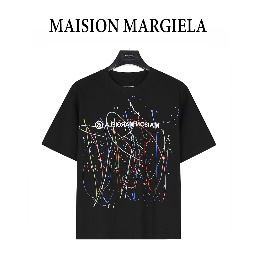 MaisonMargiela/马吉拉 线条泼墨涂鸦印花圆领短袖T恤