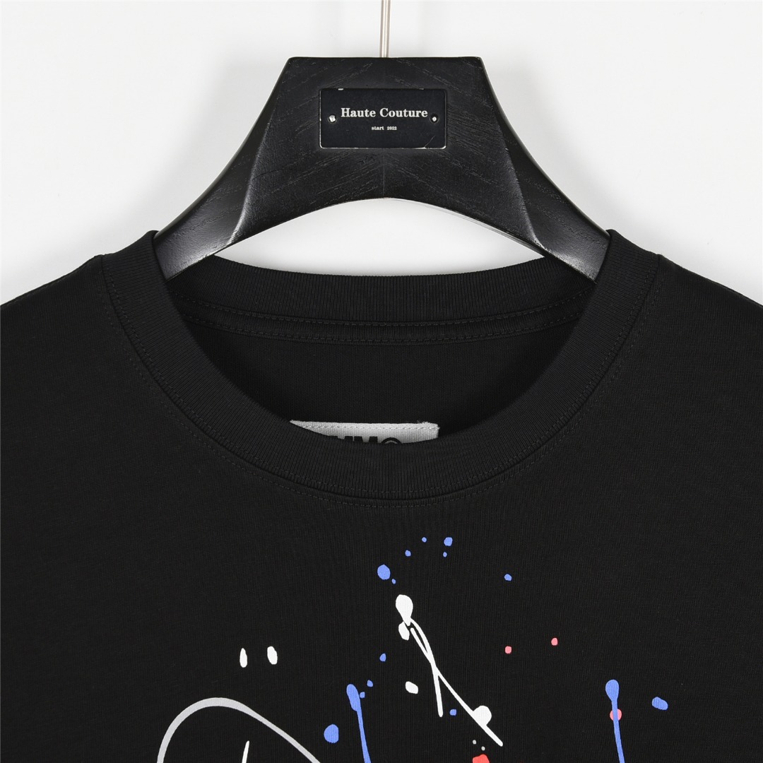 MaisonMargiela/马吉拉 线条泼墨涂鸦印花圆领短袖T恤