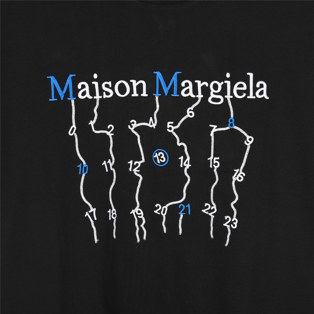 MaisonMargiela/马吉拉 几何数字连线刺绣短袖T恤