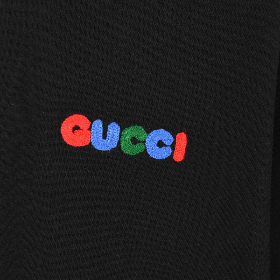 Gucci/古驰 25ss 彩色logo及袖口双G刺绣短袖T恤
