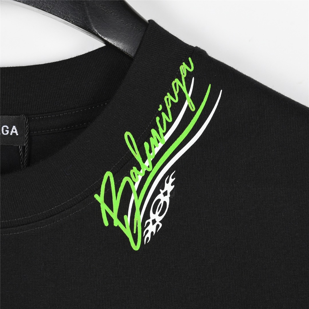 Balenciaga/巴黎世家 25ss 双B可乐logo多标识植绒印花短袖T恤
