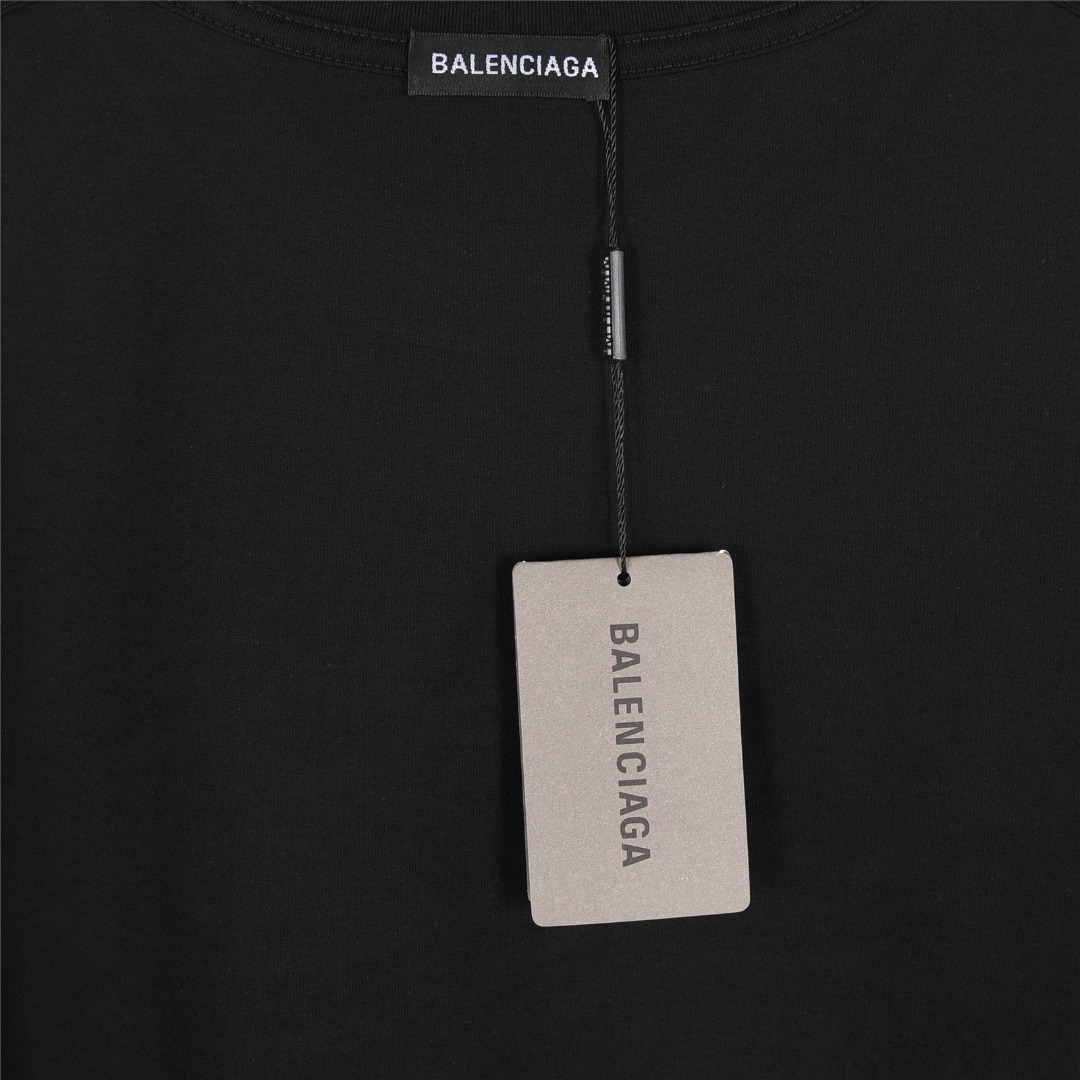 Balenciaga/巴黎世家 25ss 双B可乐logo多标识植绒印花短袖T恤