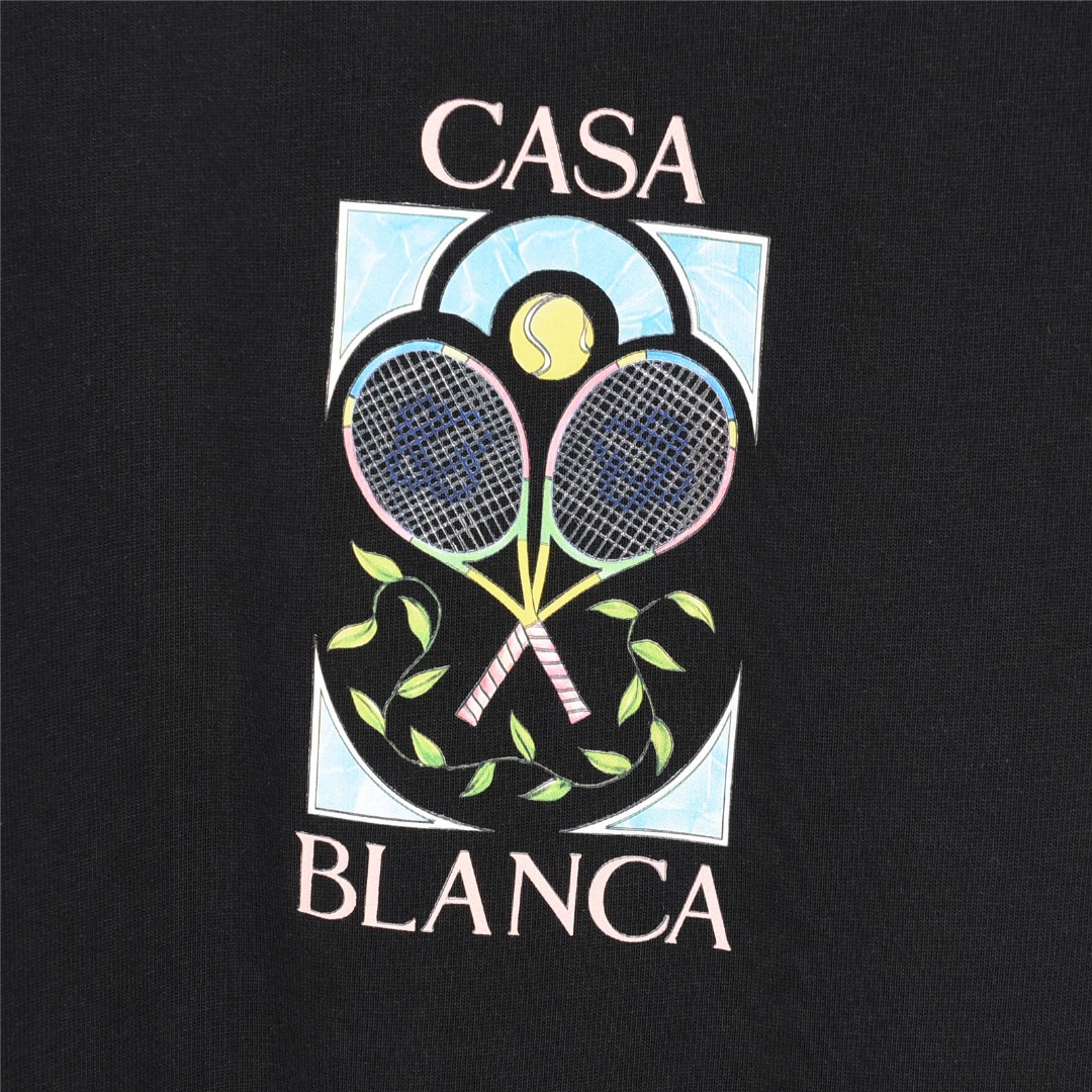 Casablanca/卡萨布兰卡 25ss 网球拍彩绘涂鸦印花短袖T恤