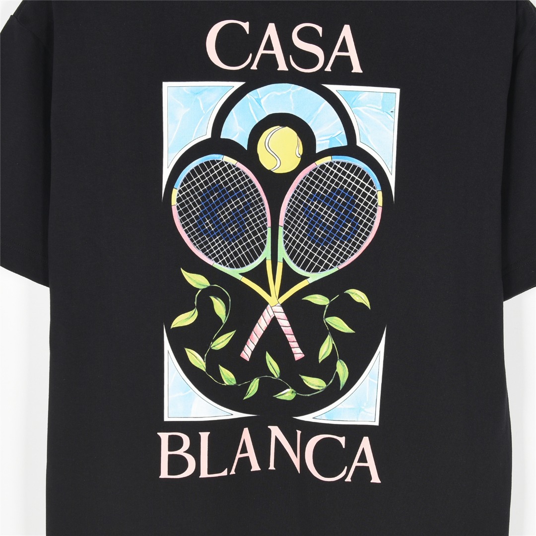 Casablanca/卡萨布兰卡 25ss 网球拍彩绘涂鸦印花短袖T恤