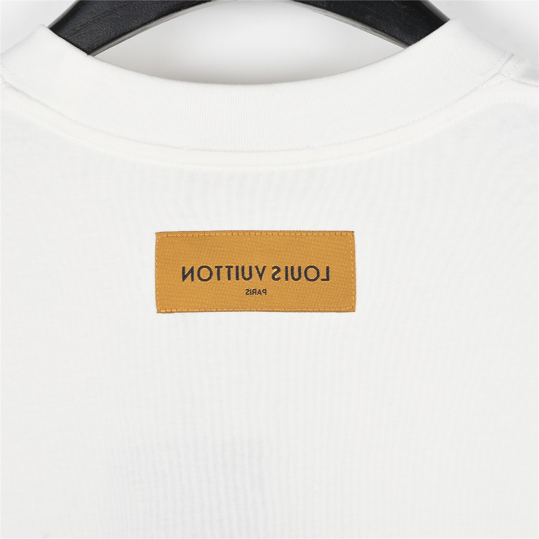 Louis Vuitton/路易威登 25ss 反转圆标小标logo刺绣短袖T恤 黑色 白色