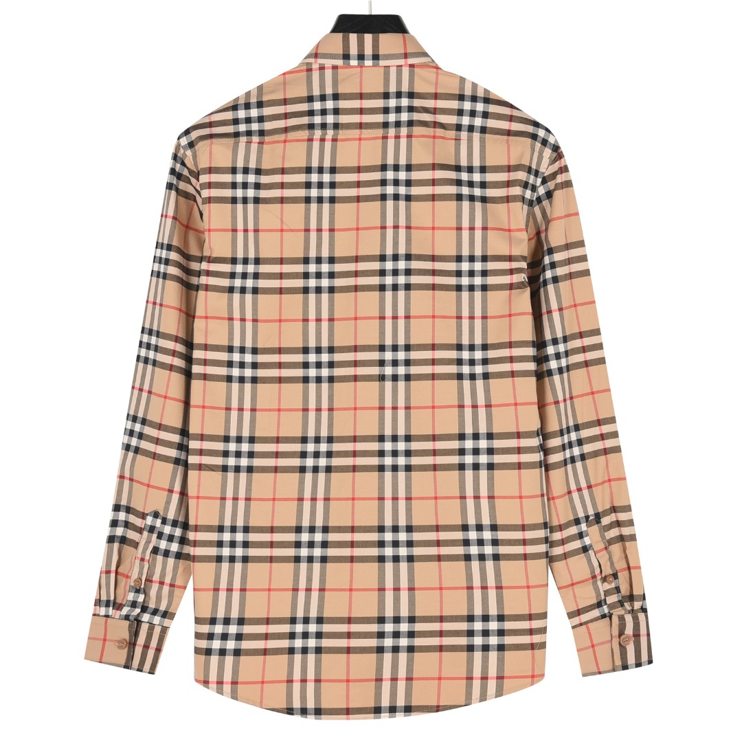 Burberry/巴宝莉 标签贴布格纹长袖衬衫