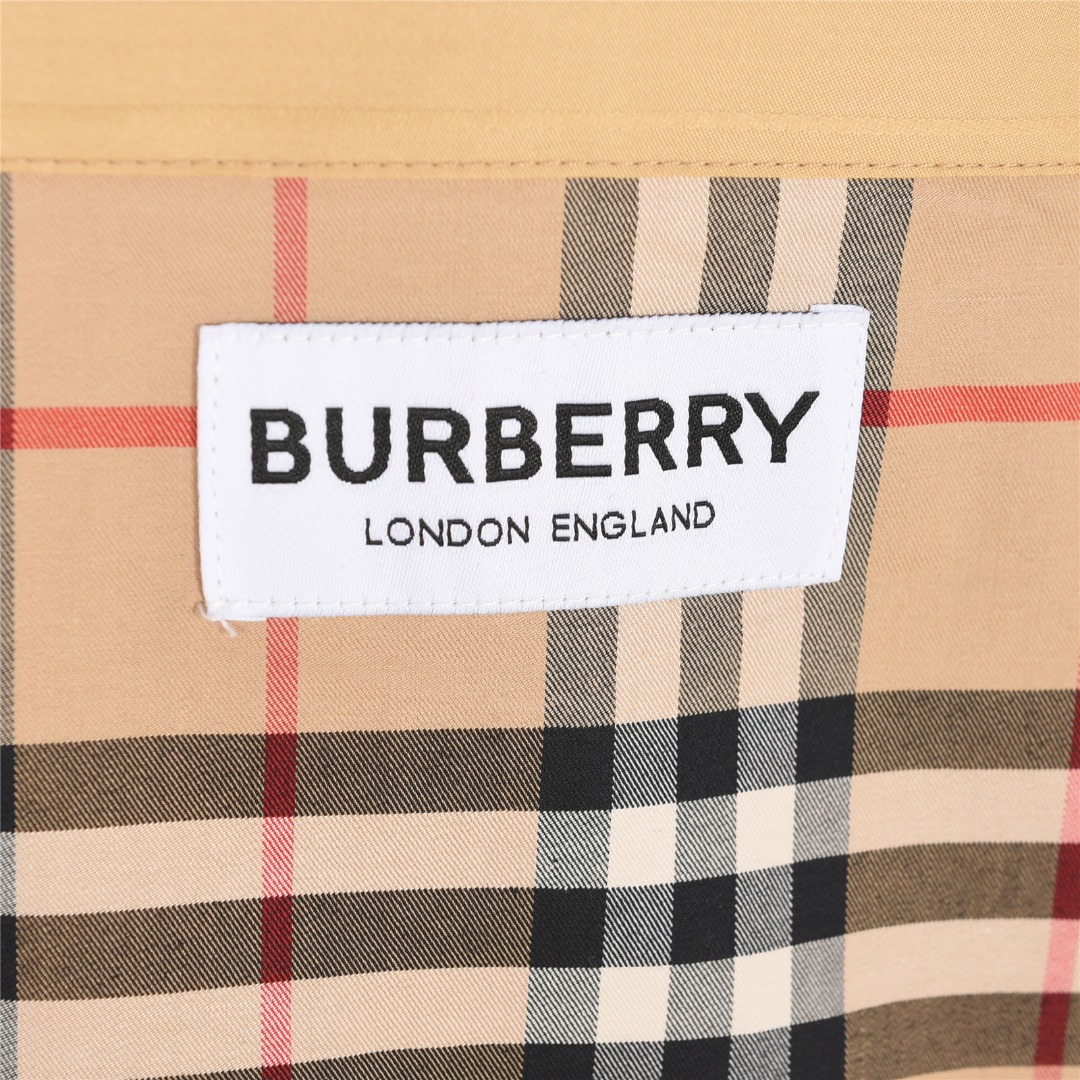 Burberry/巴宝莉 标签贴布格纹长袖衬衫
