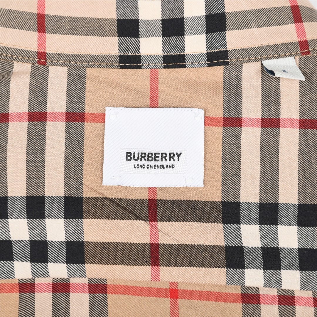 Burberry/巴宝莉 标签贴布格纹长袖衬衫