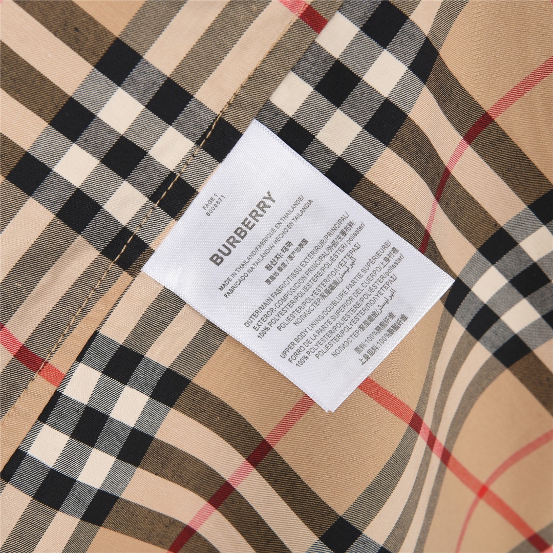 Burberry/巴宝莉 标签贴布格纹长袖衬衫