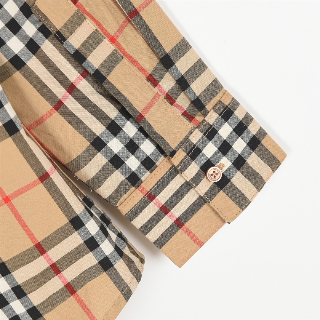 Burberry/巴宝莉 门襟袖口织带格纹长袖衬衫