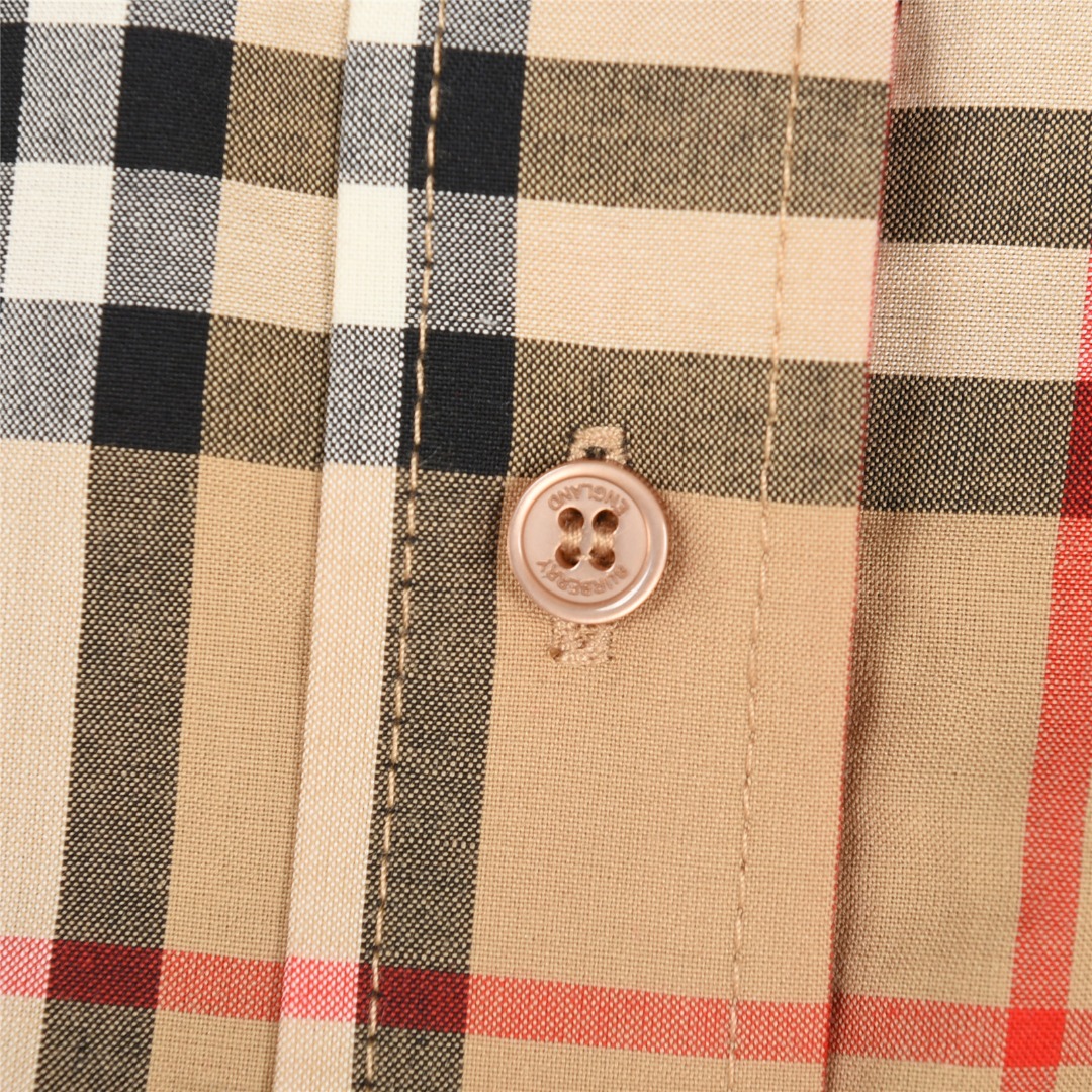 Burberry/巴宝莉 门襟袖口织带格纹长袖衬衫