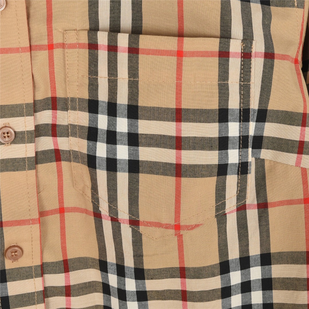 Burberry/巴宝莉 门襟袖口织带格纹长袖衬衫