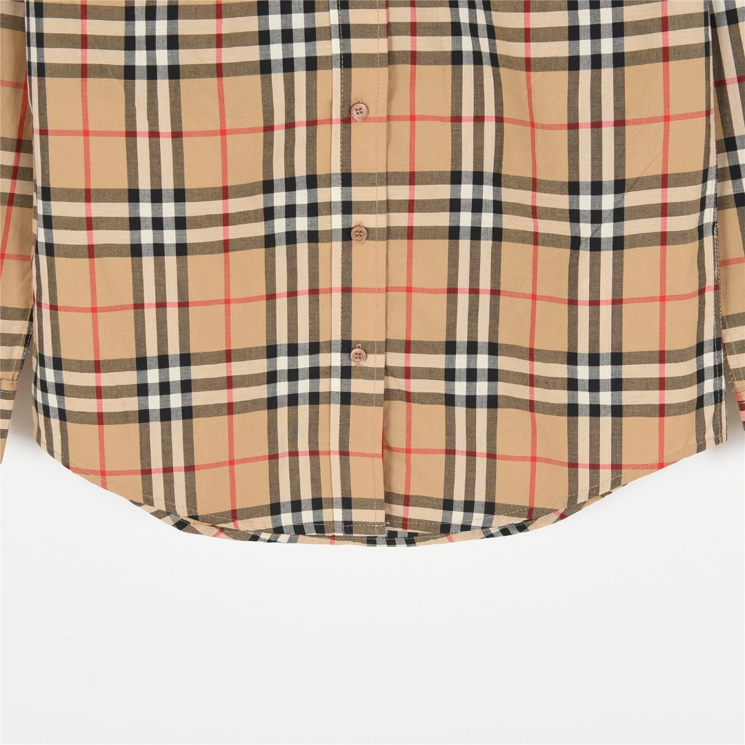 Burberry/巴宝莉 门襟袖口织带格纹长袖衬衫