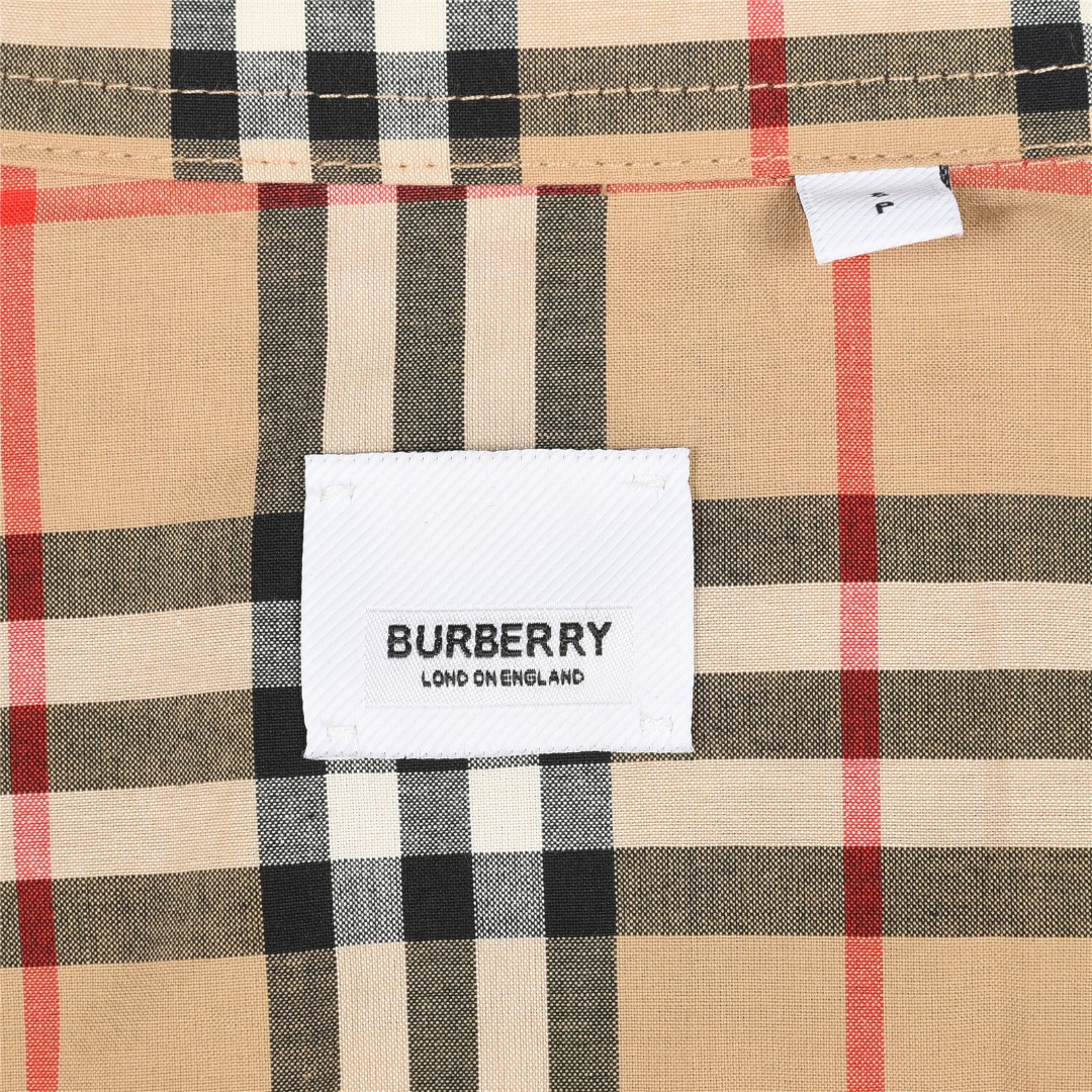 Burberry/巴宝莉 门襟袖口织带格纹长袖衬衫
