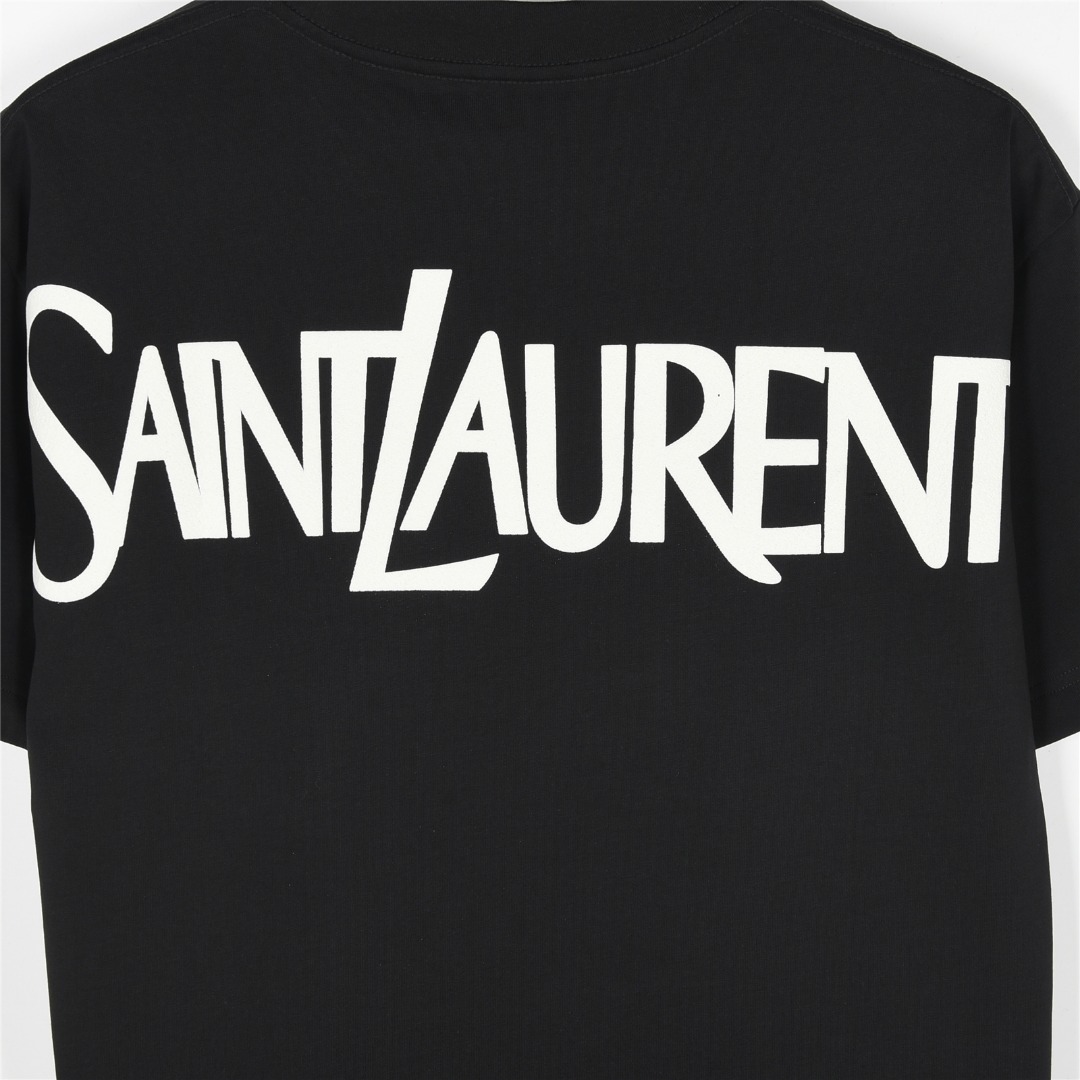 SAINT LAURENT/圣罗兰 25ss 后背字母logo发泡印花短袖T恤