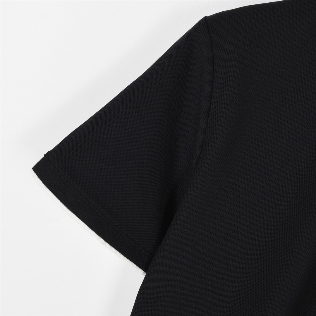 Prada /普拉达 25ss 门襟螺纹字母三角标刺绣短袖Polo衫