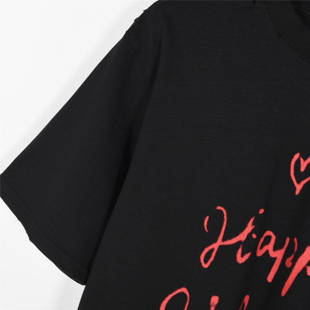 Balenciaga/巴黎世家 25ss 情人节限定爱心标语破洞短袖T恤