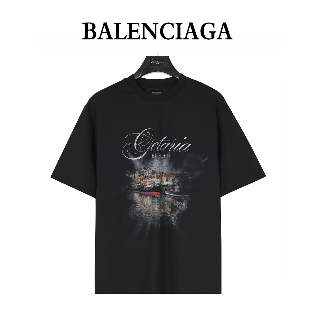 Balenciaga/巴黎世家 25ss 格鲁尼亚小镇水洗船帆水洗破洞短袖T恤