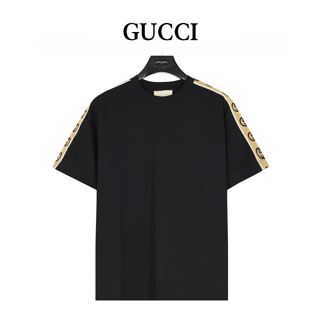 Gucci/古驰 肩部侧边双G织带短袖T恤
