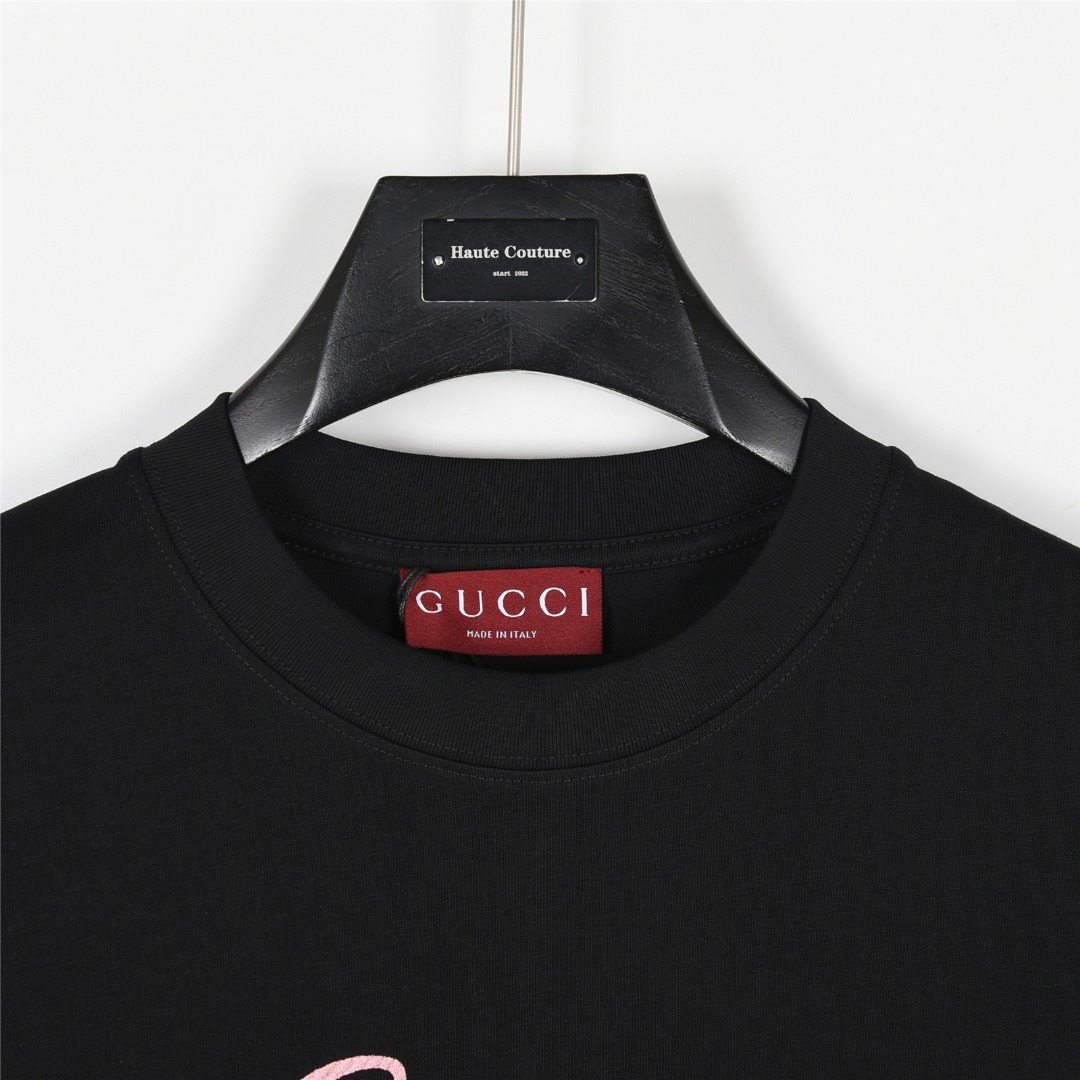 Gucci/古驰 25ss 草写logo标识刺绣短袖T恤