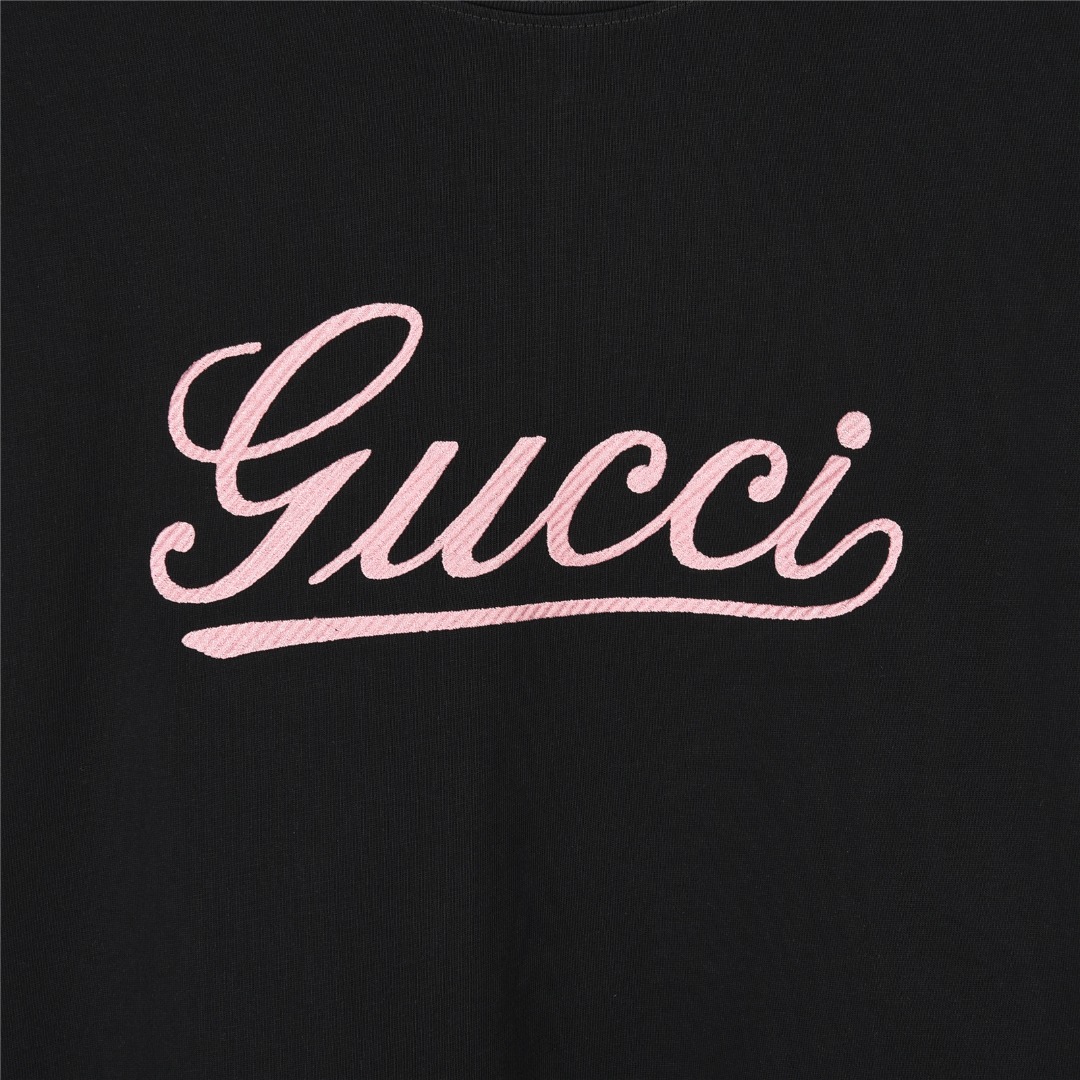 Gucci/古驰 25ss 草写logo标识刺绣短袖T恤
