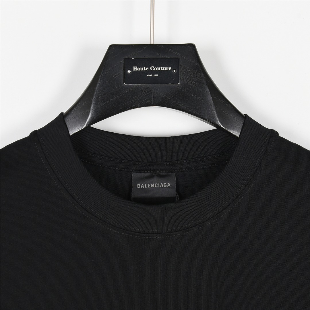 Balenciaga/巴黎世家 25ss 安德玛联名logo刺绣短袖T恤 黑色 白色