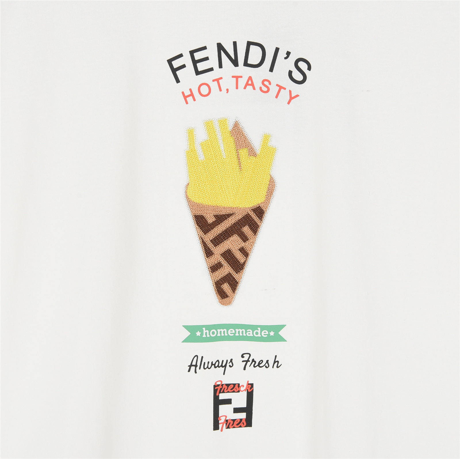 FENDI 芬迪 25ss 薯条刺绣短袖T恤-Chinese UA Cheap High Quatity Brand Clothes Bags handbags Sneakers wholesale wholesaler seller from China Factory suppliers Fashion Clothing Shoes best Quality Beautiful Price FENDI 芬迪 25ss 薯条刺绣短袖T恤