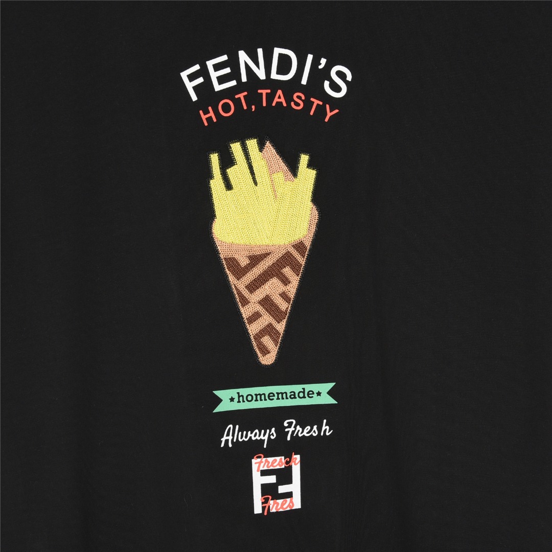FENDI/芬迪 25ss 薯条刺绣短袖T恤