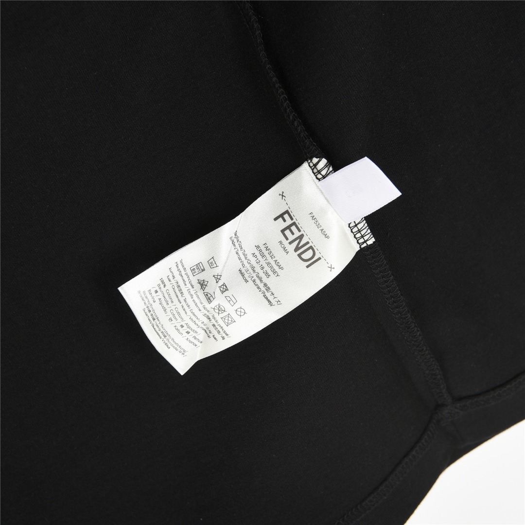 FENDI/芬迪 25ss 老花拼布恶魔烫钻小眼睛刺绣短袖T恤 黑色 白色