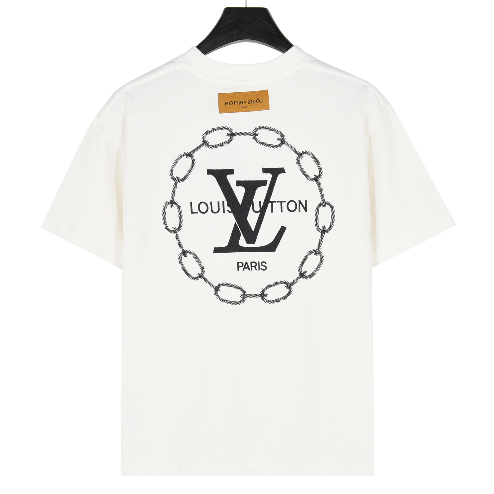 Louis Vuitton/路易威登 25ss 后背链条圆圈刺绣短袖T恤-Chinese UA Cheap High Quatity Brand Clothes Bags handbags Sneakers wholesale wholesaler seller from China Factory suppliers Fashion Clothing Shoes best Quality Beautiful Price Louis Vuitton/路易威登 25ss 后背链条圆圈刺绣短袖T恤