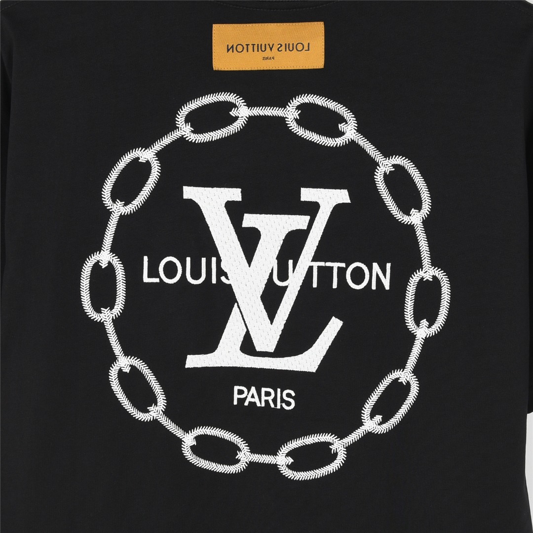Louis Vuitton/路易威登 25ss 后背链条圆圈刺绣短袖T恤