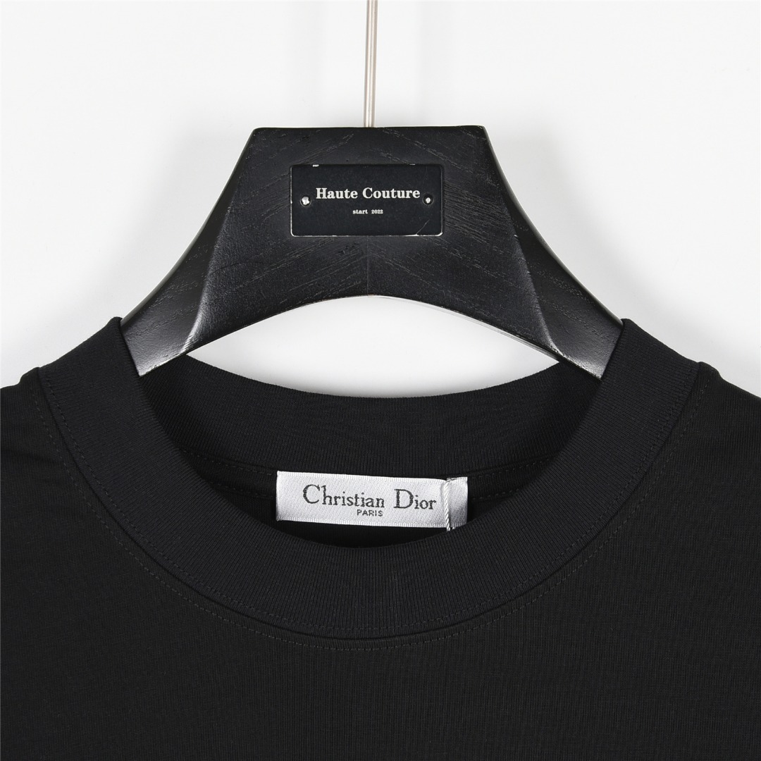 DIOR/迪奥 x 石头岛联名 25ss 斑驳字母logo印花短袖T恤 黑色 白色