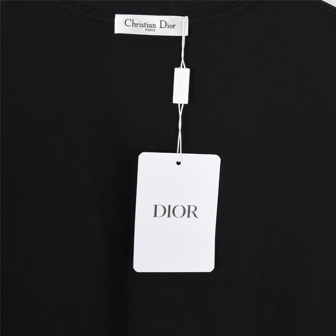 DIOR/迪奥 x 石头岛联名 25ss 斑驳字母logo印花短袖T恤 黑色 白色