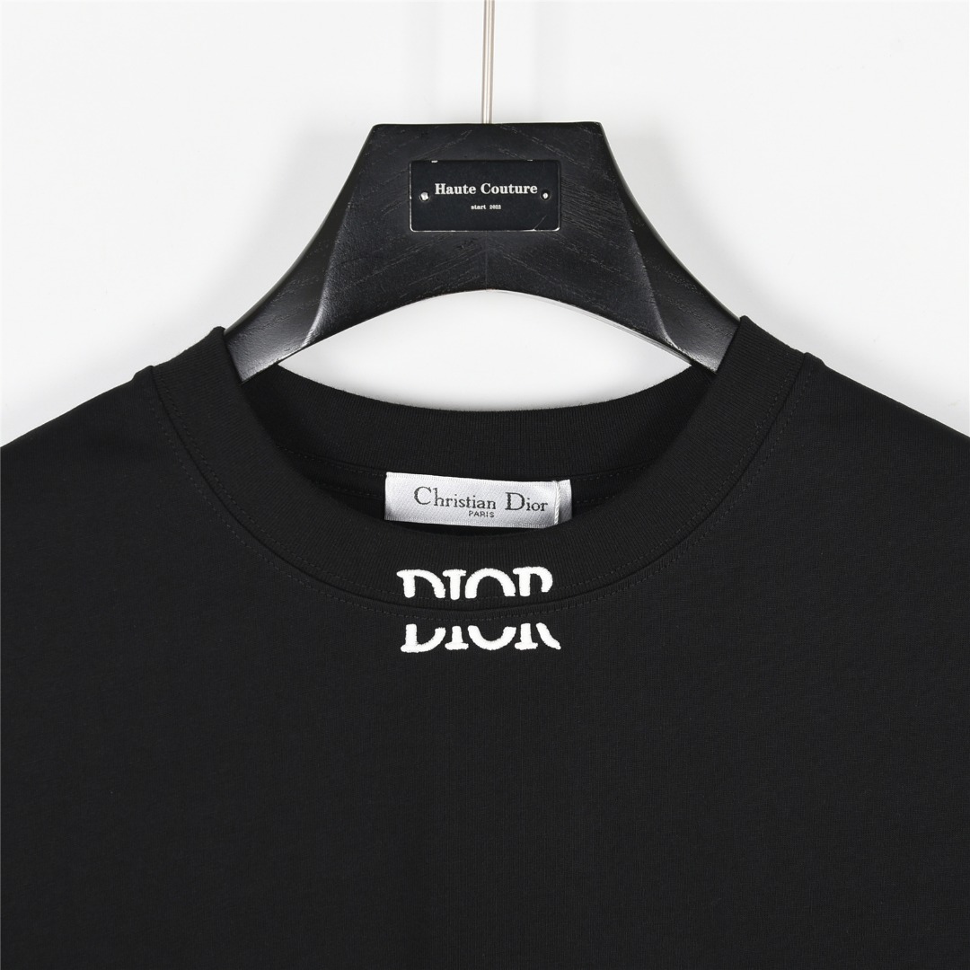 Dior/迪奥 25ss 领口拼接字母蜜蜂刺绣短袖T恤
