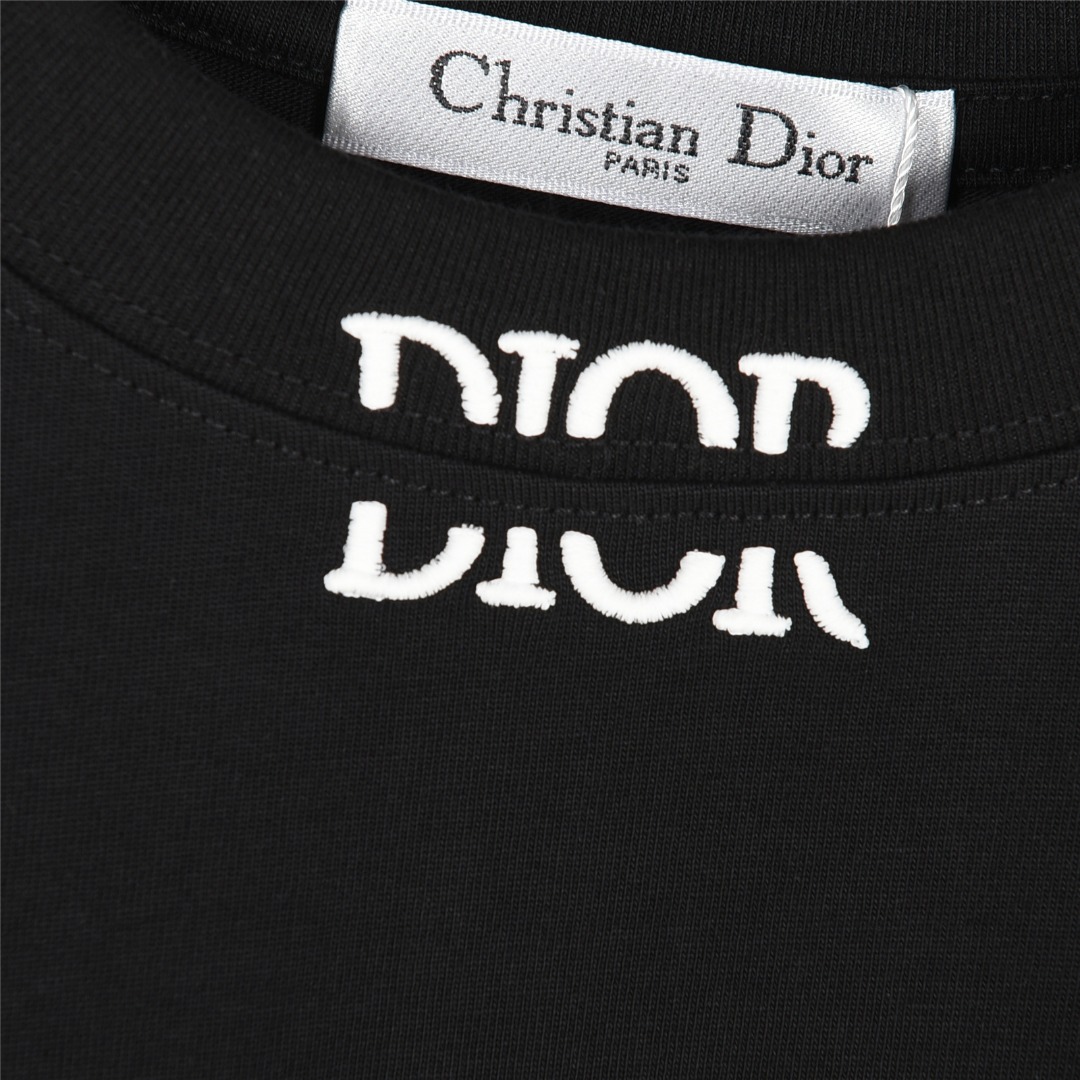 Dior/迪奥 25ss 领口拼接字母蜜蜂刺绣短袖T恤