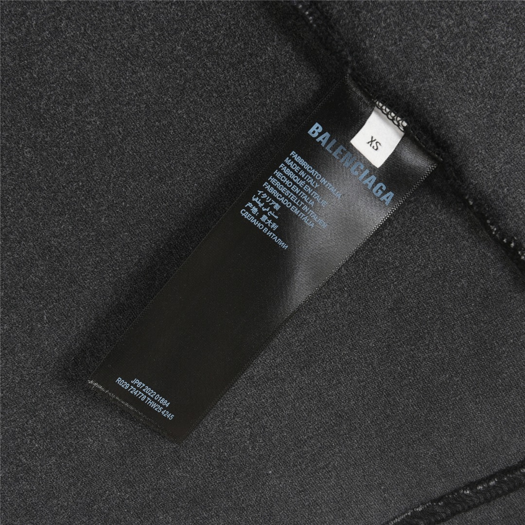 Balenciaga/巴黎世家 25ss 双B比特币烫钻炒盐破洞短袖T恤