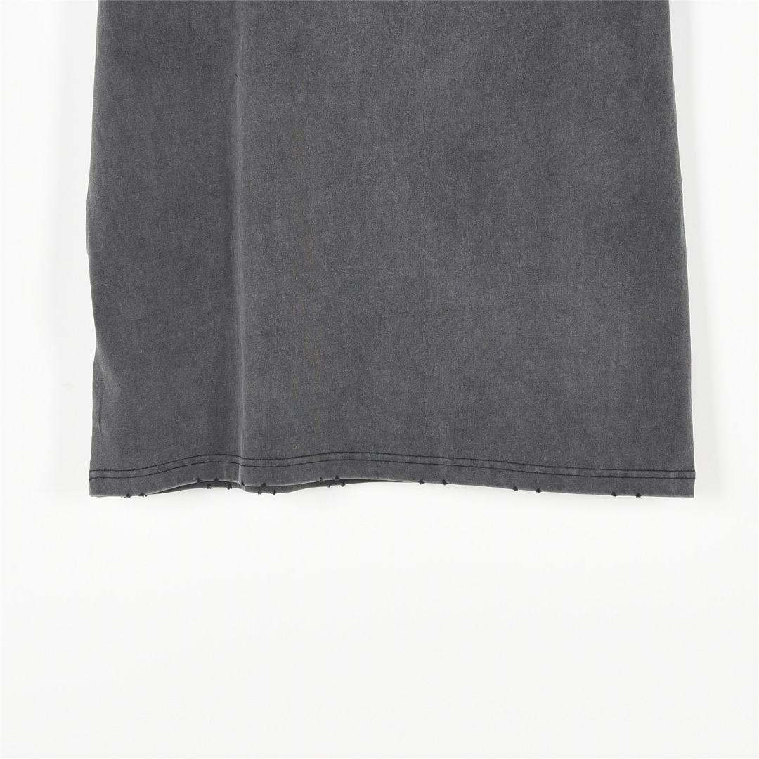 Balenciaga/巴黎世家 25ss 水洗皇冠烫钻炒盐破洞短袖T恤