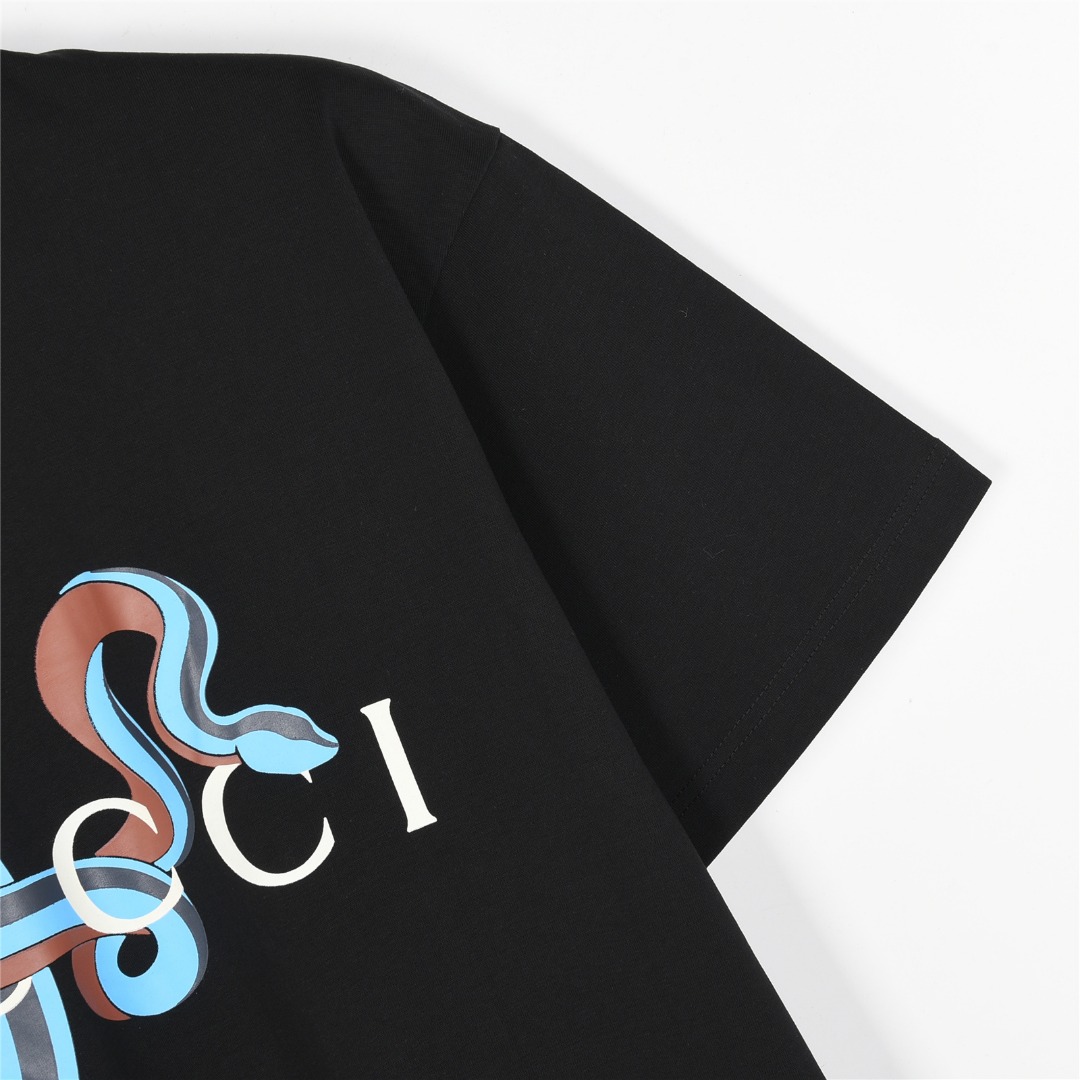 Gucci/古驰 25ss 蛇年限定 蛇型图案印花短袖T恤