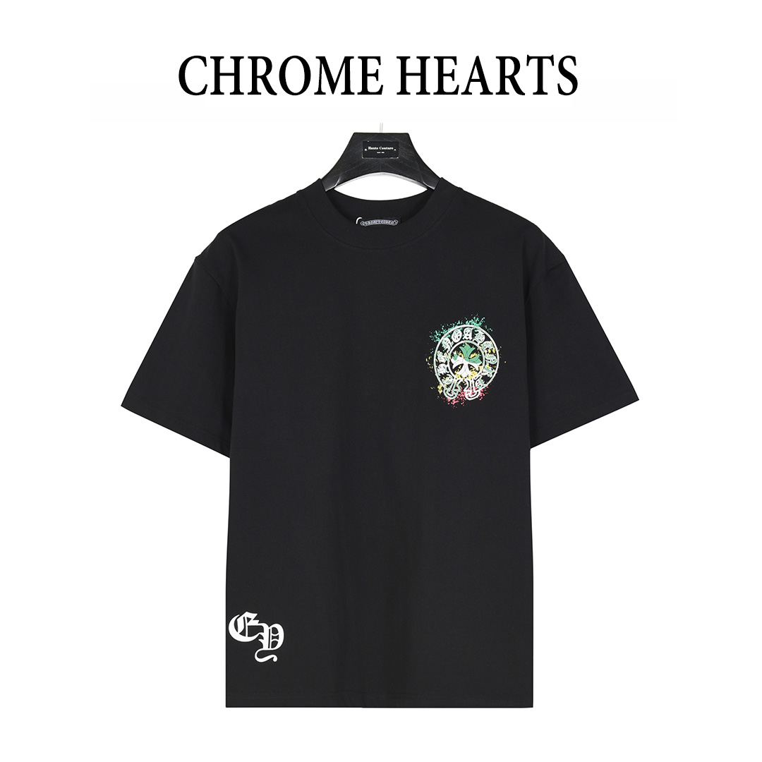 ChromeHearts/克罗心 25ss 彩色马蹄十字架发泡印花短袖T恤