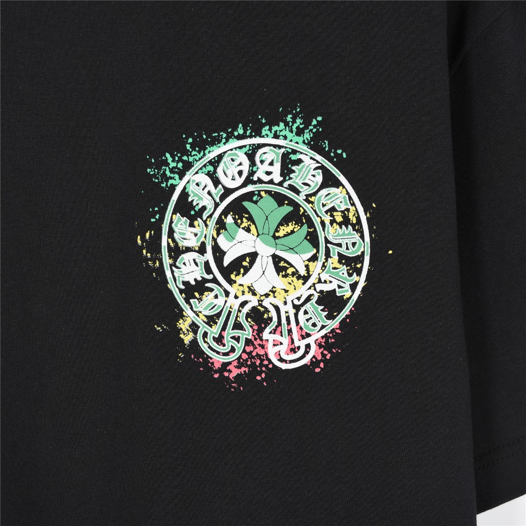 ChromeHearts/克罗心 25ss 彩色马蹄十字架发泡印花短袖T恤