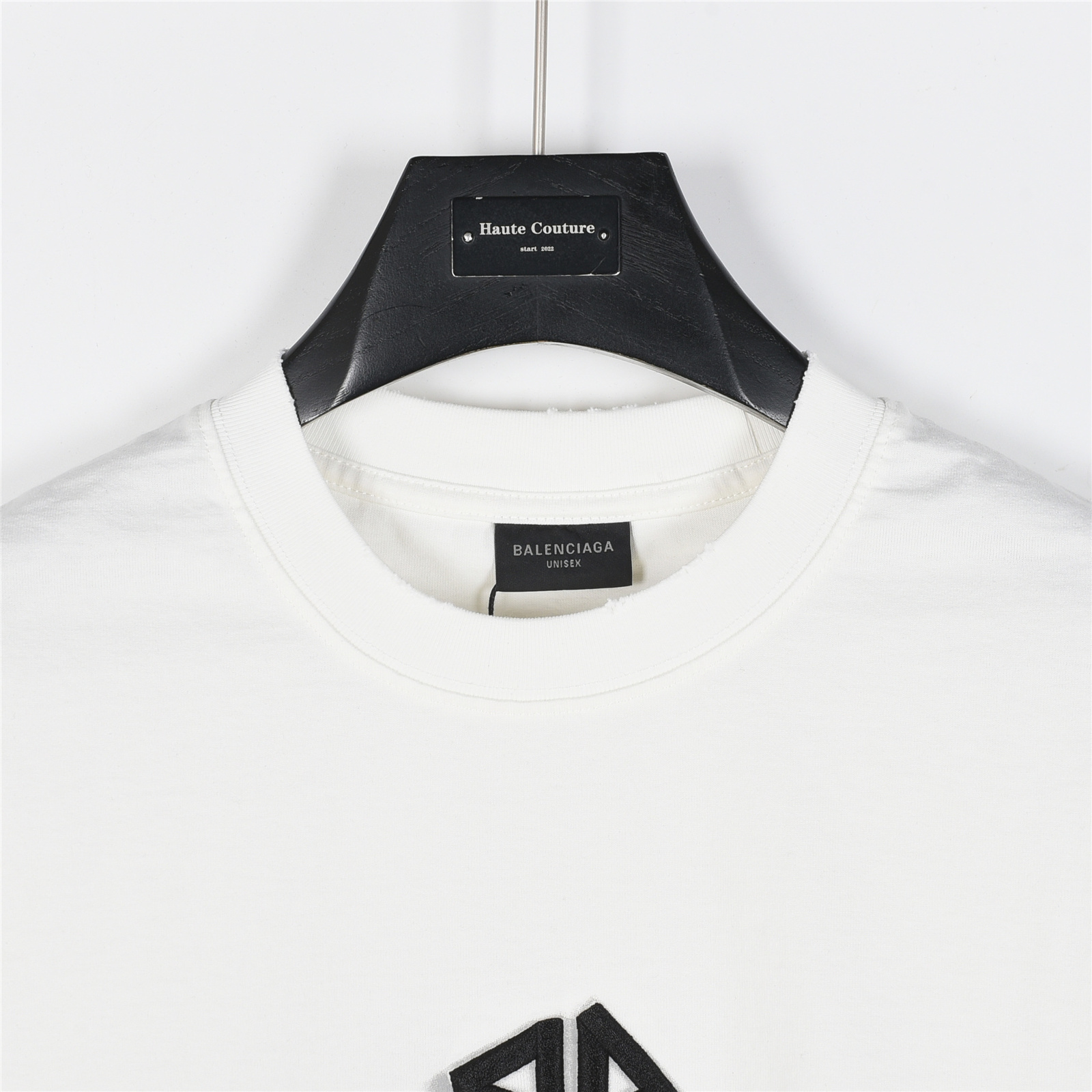 Balenciaga 巴黎世家 25ss 双B刺绣及3D重影喷墨logo破洞短袖T恤