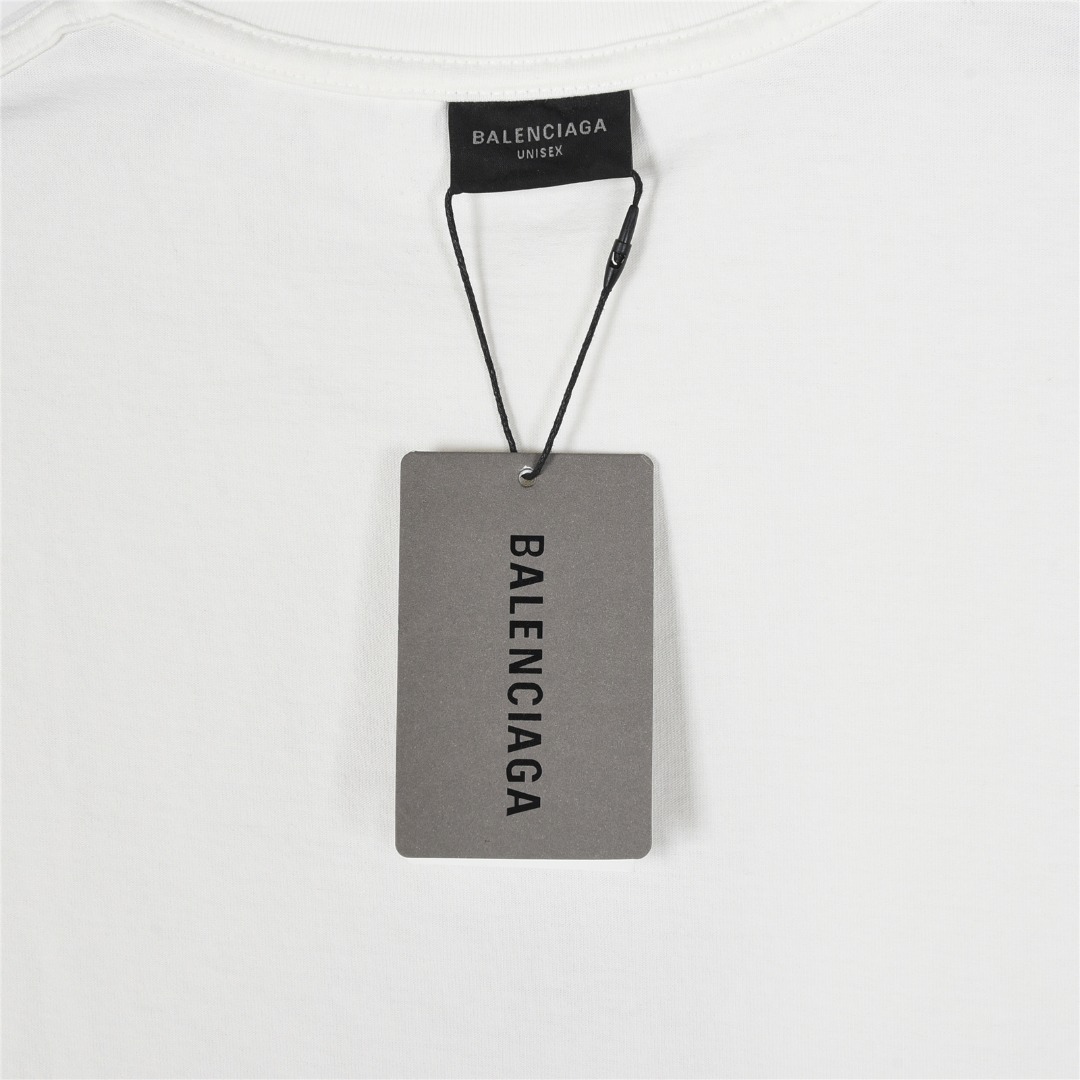 Balenciaga 巴黎世家 25ss 双B刺绣及3D重影喷墨logo破洞短袖T恤