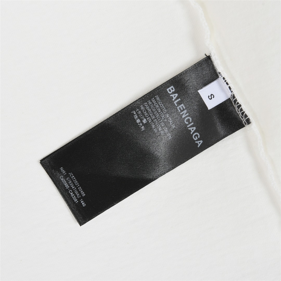 Balenciaga 巴黎世家 25ss 双B刺绣及3D重影喷墨logo破洞短袖T恤