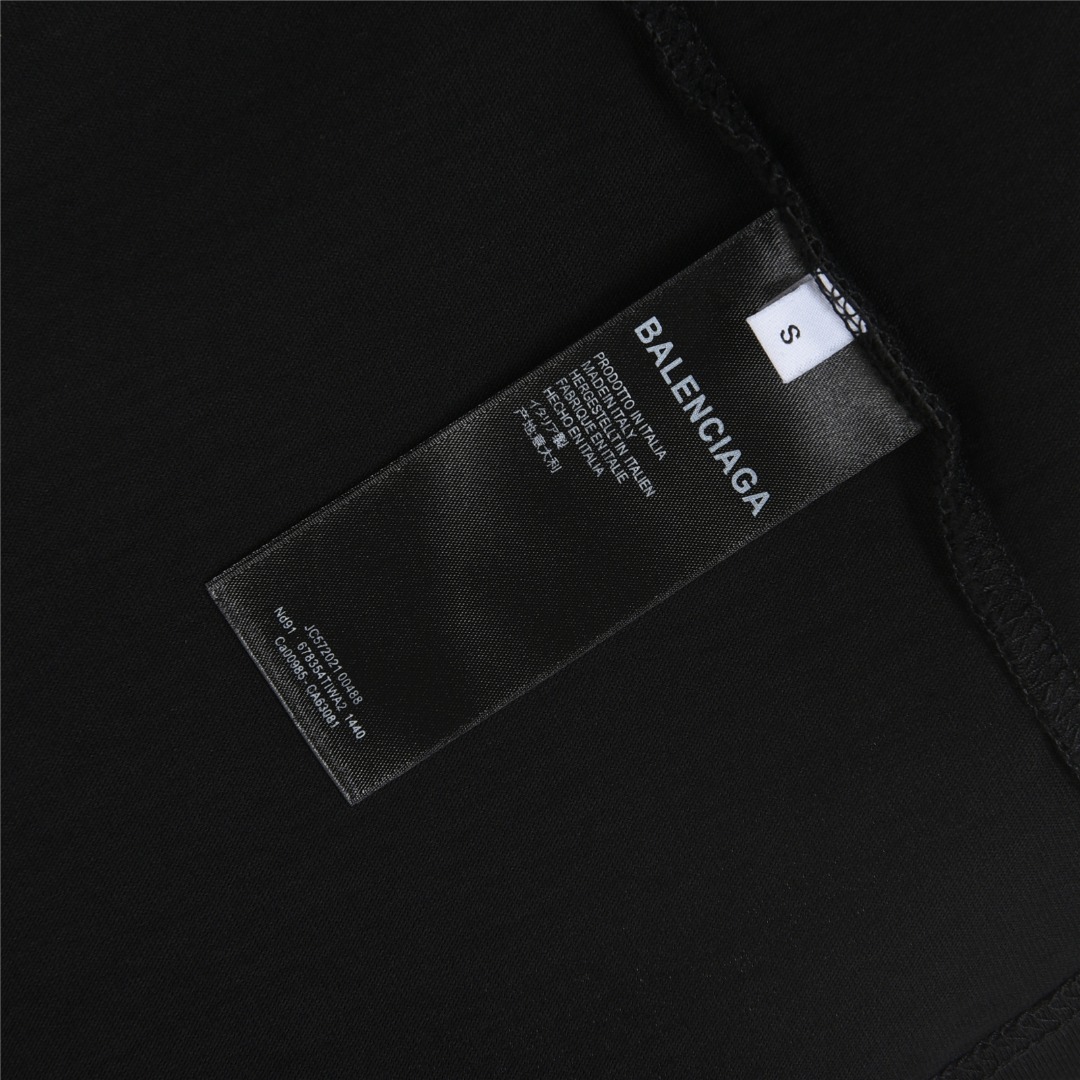 Balenciaga/巴黎世家 25ss 双B刺绣及3D重影喷墨logo破洞短袖T恤