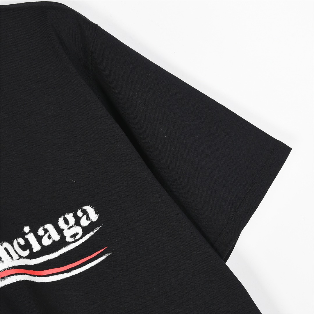 Balenciaga/巴黎世家 模糊可乐喷墨印花短袖T恤